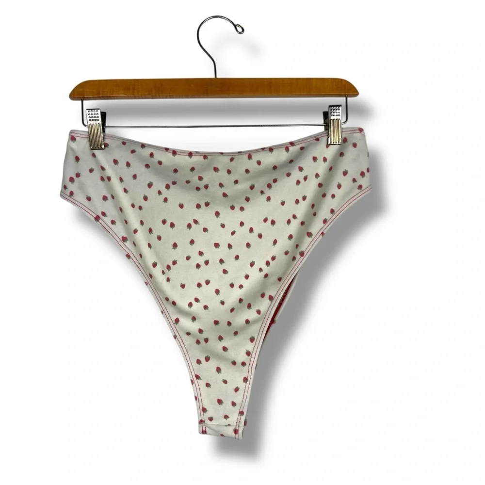 Frankies Bikinis x Gigi Hadid Terry Swim Bottoms Strawberry Print Anne 2XL Fruit
